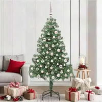 vidaXL "Schlussverkauf" Weihnachtsbaum(1 pc) - Kunstbaum/Tannenbaum - mit 300 LEDs mit Ständer Grün 210 cm PVC C7660