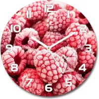 Tulup Wanduhr aus Glas 30fi Glasbild Glasuhr Gehärtetes Glas - weisse-zeiger - Frozen raspberries