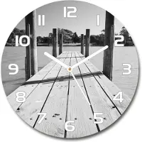 Tulup Wanduhr aus Glas 30fi Glasbild Glasuhr Gehärtetes Glas - weisse-zeiger - Wooden pier