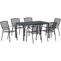 vidaXL Eleganten-Stil 7- teilige Garten Essgruppe Anthrazitstahl - Gartentische DE81269