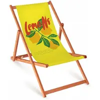 AllBags Holz-Liegestuhl „Lemons“ – Gartenliege mit orangefarbenem Gestell, Outdoor & Balkon