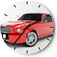 ARTTOR Wanduhr - Rund - Glasuhr - Sport Geschwindigkeit Auto Chrom - 30x30cm - Schleichendes Uhrwerk - Lautlos - zum Aufhängen bereit - Dekoration Modern - Wanddekoration aus Glas - C3AR30x30-2563