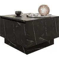 Mirjan 24 Couchtisch Moon 60x60, Wohnzimmer Kaffeetisch mit Stauraum, Gasdruckfeder (Farbe: Marmor Black Royal)