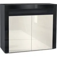 Vladon Kommode Valencia, Germany, Sideboard mit 2 Türen und 1 offenem Fach, Schwarz matt/Creme Hochglanz/Schwarz Hochglanz (108 x 92 x 40 cm)
