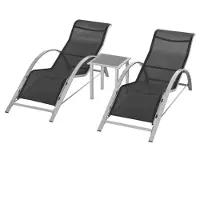 Xkiss 3 Gartenliege Set, Sonnenliege mit Teetisch Gartengarnitur mit 2 Sonnenliegen, 1 Beistelltisch Gartensitzgruppe 59B x 169T x 66H cm