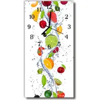 Tulup Glasuhr Wanduhr Küchenuhr Echt-Glas 30x60 Obst Mehrfarbig