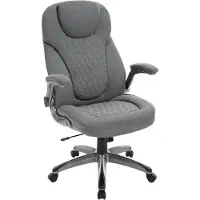 Woltu Bürostuhl, ergonomisch, Chefsessel mit Kopfstütze Armlehnen, drehbar, Stoff, Grau