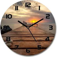 Tulup Wanduhr aus Glas 30fi Glasbild Glasuhr Gehärtetes Glas - schwarze-zeiger - Wooden pier