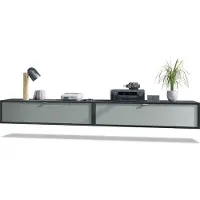 Vladon 2er-Set TV Board Lana 120, Germany, Lowboards je 120 x 29 x 37 cm mit viel Stauraum, Korpus in Schwarz matt, Fronten in Graphit seidenmatt | Große Farbauswahl