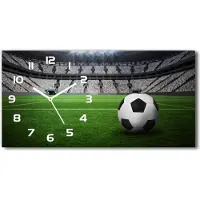 Tulup Wanduhr aus Glas – 60x30 cm - Glasbild - Glasuhr - Gehärtetes Glas - weisse-zeiger - Ball im Stadion