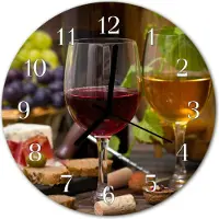Tulup Glasuhr Wanduhr Küchenuhr Echt-Glas 30fi cm Wein Glas mehrfarbig