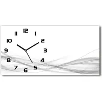 Tulup Wanduhr aus Glas – 60x30 cm - Glasbild - Glasuhr - Gehärtetes Glas - schwarze-zeiger - Wellen Abstraktion