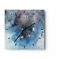 ARTTOR Wanduhr - Quadrat - Glasuhr - Abstraktion Blau Schwarz - 40x40cm - Schleichendes Uhrwerk - Lautlos - zum Aufhängen bereit - Dekoration Modern - Wanddekoration aus Glas - C3AC40x40-4155