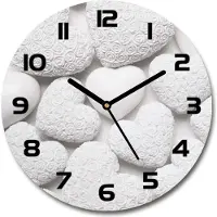 Tulup Wanduhr aus Glas 30fi Glasbild Glasuhr Gehärtetes Glas - schwarze-zeiger - White background with hearts