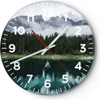 ARTTOR Wanduhr - Rund - Glasuhr - Landschaft Berge Wolken - 30x30cm - Schleichendes Uhrwerk - Lautlos - zum Aufhängen bereit - Dekoration Modern - Wanddekoration aus Glas - C4AR30x30-4671