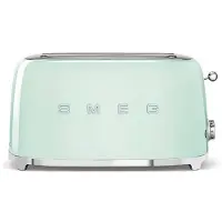 Smeg Langschlitztoaster mit Brötchenaufsatz 2 Scheiben Hochglanz, 2 lange Schlitze, für 2 Scheiben, 1500,00 W, Auftauen, Rösten, Stopp - Türkis