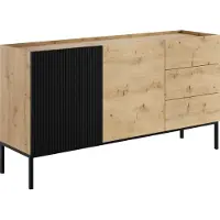 Mirjan 24 Kommode Como 150 2D3SZ, Stilvoll Wohnzimmer Sideboard mit 3 Schubladen und 2 Türen, Wohnzimmer Highboard, Kollektion (Farbe: Artisan Eiche / Artisan Eiche + Schwarz)