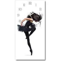 Tulup Wanduhr aus Glas – 30x60 cm - Glasbild - Glasuhr - Gehärtetes Glas -Ballerina