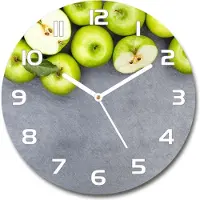 Tulup Wanduhr aus Glas 30fi Glasbild Glasuhr Gehärtetes Glas - weisse-zeiger - Green apples