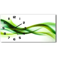 Tulup Wanduhr aus Glas – 60x30 cm - Glasbild - Glasuhr - Gehärtetes Glas - schwarze-zeiger - Wellen Abstraktion