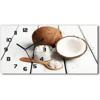Tulup Wanduhr aus Glas – 60x30 cm - Glasbild - Glasuhr - Gehärtetes Glas - schwarze-zeiger - Kokosnussöl