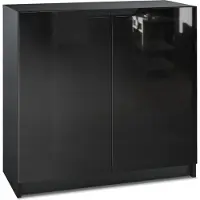 Vladon Sideboard Logan, Germany, Kommode mit 2 Türen, Schwarz matt/Schwarz Hochglanz (82 x 78 x 37 cm)