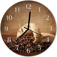 Tulup Glasuhr Wanduhr Küchenuhr Echt-Glas 30fi cm Kaffee braun