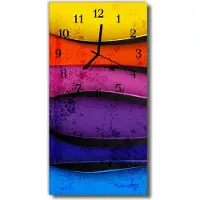 Tulup Glasuhr Wanduhr Küchenuhr Echt-Glas 30x60 Bunte Streifen Mehrfarbig
