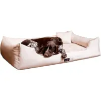Tierlando Orthopädisches Hundebett PLUTO SOFT | Visco | Samtweiches Velours - Größe: 90x75cm | Farbe: 05 Creme