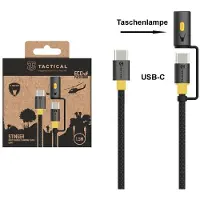 Powerstar Daten-/Ladekabel - USB-C auf USB-C (1,5m / 60W) - mit Endoskop LED Lampe - in Nylon schwarz