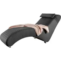 Mirjan 24 Sessel Marlie, Relaxliege mit Kissen, Sitzmöbel, Holzkonstruktion mit Wellenfeder (Farbe: Lisbon Black 01)