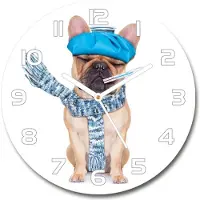 Tulup Wanduhr aus Glas 30fi Glasbild Glasuhr Gehärtetes Glas - weisse-zeiger - Ill dog