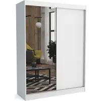 Brent Kleiderschrank JOHN mit Spiegel – 160 cm breit, Schiebetüren, Kleiderstange & Regalböden – Funktionaler & stilvoller Schrank, Moderner Schrank