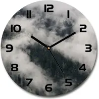 Tulup Wanduhr aus Glas 30fi Glasbild Glasuhr Gehärtetes Glas - schwarze-zeiger - Fog over the forest