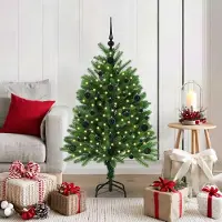 vidaXL "Schlussverkauf" Weihnachtsbaum(1 pc) - Kunstbaum/Tannenbaum - mit 150 LEDs mit Ständer Grün 120 cm PE C7625