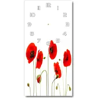 Tulup Wanduhr aus Glas – 30x60 cm - Glasbild - Glasuhr - Gehärtetes Glas -Feldmohnblumen