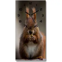 Tulup Wanduhr aus Glas – 30x60 cm - Glasbild - Glasuhr - Gehärtetes Glas -Eichhörnchen