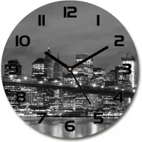 Tulup Wanduhr aus Glas 30fi Glasbild Glasuhr Gehärtetes Glas - schwarze-zeiger - Manhattan New York