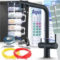 ARI Venom 2 3-Wege Küchenarmatur Schwarz Matt Ausziehbar mit 5-Stufen Wasserfiltersystem Untertischfilter