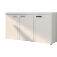Masseno Kommode RITMO 149 cm Sideboard und 3 Türen für Wohnzimmer Schlafzimmer Modern 149x40x82 cm Weiß / Weiß