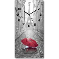 Tulup Wanduhr aus Glas – 30x60 cm - Glasbild - Glasuhr - Gehärtetes Glas -Sonnenschirm Frankreich