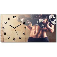 Tulup Wanduhr aus Glas – 60x30 cm - Glasbild - Glasuhr - Gehärtetes Glas - schwarze-zeiger - Ziegelwand
