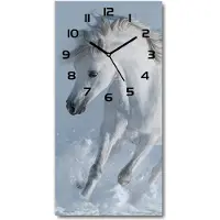 Tulup Wanduhr aus Glas – 30x60 cm - Glasbild - Glasuhr - Gehärtetes Glas -Schimmel im Galopp