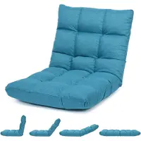 Goplus Bodenstuhl Faltbar, Floor Chair Farbewahl, Meditationsstuhl Bodensofa mit Einstellbarer Rückenlehne,18 Faule Sofa für Zuhause oder Büro (Türkis)