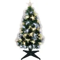 Christmas Decoration Dekorations-Weihnachtsbaum mit Lichtfasern Warm-Kaltweiß 90 cm – LED Faseroptik Baum