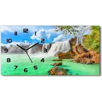 Tulup Wanduhr aus Glas – 60x30 cm - Glasbild - Glasuhr - Gehärtetes Glas - schwarze-zeiger - Kaskade