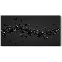 Tulup Wanduhr aus Glas – 60x30 cm - Glasbild - Glasuhr - Gehärtetes Glas - schwarze-zeiger - 3D-Abstraktion