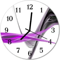 Tulup Glasuhr Wanduhr Küchenuhr Echt-Glas 30fi cm Abstrakter Rauch schwarz violett