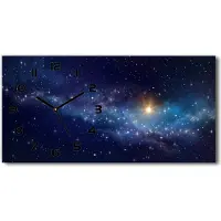 Tulup Wanduhr aus Glas – 60x30 cm - Glasbild - Glasuhr - Gehärtetes Glas - schwarze-zeiger - Galaxis