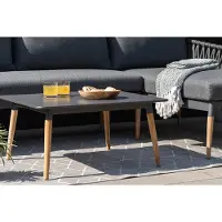 Riess Outdoor Beistelltisch IPANEMA 80cm anthrazit Aluminium Teakholz wetterfest Gartentisch Balkontisch Tisch